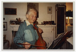 Suse Tieze, one of the care givers in Weir Courtney, plays a treble viola da gamba.