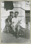 Hanna and Salo Bratman sit on a deck chair on the Marine Flasher while en route to the United States.