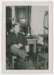 Ben Rosenzweig sits in his apartment in the Bergen-Belsen displaced persons camp.