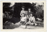 Group portrait of five teenage girls in the La Ramee agricultural school.