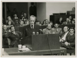 Defendant Alfred Krupp von Bohlen testifies at the Krupp Case war crimes trial.