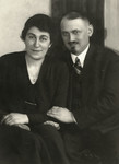Studio portrait of Mordechai Marcus Emanuel and Chana Martha Goldschmidt Emanuel.