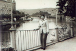 Fred Oppenheimer poses by the railing overlooking the Lahn River.
