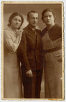 Prewar studio portrait of the three Laudon siblings in Bedzin, Poland.