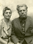 Gyula and Flora Breuer (Eli's aunt and uncle) sit for a studio portrait in Kolombus, Hungary.