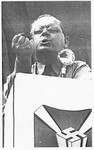 A close-up of Fritz Kuhn, leader of the German- American Bund, speaking at a rally.