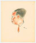 Caricature by Lutek Orenbach of Fredek H. (Fritz), the son of Lawyer H - an official of the Jewish Community Council.