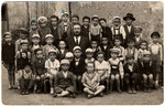 Group portrait of young boys in a cheder in Mukachevo.
