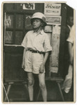 Nathan Rubinstein dresses up as a policeman in the Schlachtensee displaced persons camp.