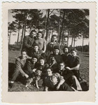 Group portrait of young people in the Foehrenwald displaced persons' camp.