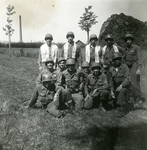 Group portrait of American Jewish soldiers.

Among those pictured is Chaplain Geller (back row) who assisted the donor after liberation.