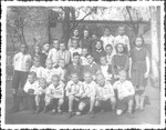 Group portrait of orphans on the grounds of the Korczak Oprhanage.