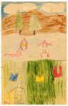 A child's drawing of people swimming in a lake from Chateau de la Hille.