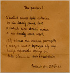 A poem written in Polish in the Parschnitz work camp, by Sala Slomnicki.