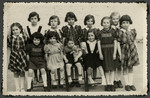 Group portrait of younger girls in the postwarTiefenbrunner children's home in Antwerp.