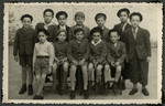 Group portrait of younger boys in the postwar Tiefenbrunner children's home in Antwerp.