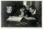 Josef Cohn and his grandsons Leo and Haim study the Gemorrah (Talmud).