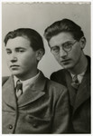 Studio portrait of Michael Hersh (left) and his brother Albert Hersh, in an unidentified displaced persons camp.