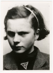 Photograph attached to a false identification paper issed to Maria Oracz (really Jola Schulsinger) when she was living as an Aryan in Warsaw.