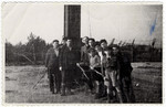 Teenagers from the Blankenesee children's home visit the grounds of the former Bergen-Belsen concentration camp.