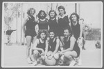 Group portrait of the Palestinian women's basketball team.