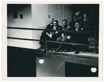 Military observers follow the proceedings of the International Military Tribunal in Nuremberg.