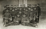 Group portrait of German soldiers.

Among those pictured is Matthieu Mueller from Alsace (a region claimed by both France and Germany).