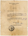 Letter of recommendation for Arye Kolomeitzev from Weston Trading Company, confirming his work on the President Warfield and Northland ships.
