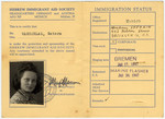 HIAS immigration certificate issued to Estera Wakschlag prior to her immigration to the United States en board the Marine Flasher.