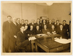 Members of the Belgian Jewish resistance meet with members of the Joint Distribution Committee after the war.