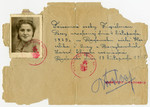 A post-war official Polish identification document issued to Pola Fogelman signed by the mayor of Radomsko.