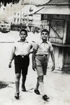 Leon and Joseph Dekalo walk down a street in prewar Sofia.
