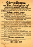 Campaign poster in Polish for the plebiscite as to whether Upper Silesia should fall under Polish or German control.