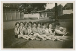 Gretel Kleeblatt (far left) poses with friends (possibly co-workers from the Max Schmandt Ladies Millinery and Clothing firm)  at the women’s bathing establishment on the River Oker in Braunschweig.