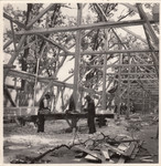 Members of a Jewish labor battalion work in a partially completed structure in Hajduhadhaz.