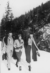 Alfred Galewski (left), an engineer by training and leader of the Treblinka camp uprising, walks through the snow in Zakopane before the war.