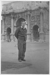 Shmuel Willenberg stands in front of the Arch of Titus after leading a Bricha group to Italy.