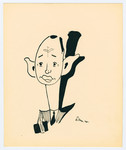 Caricature by Lutek Orenbach of Mr. P, an official of the Jewish Community Council.