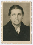 Studio portrait of Pauline Zellner Rothblum, a Polish Jewish woman who was smuggled from Poland into Slovakia and then Hungary through the Kalb rescue network.