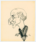 Caricature by Lutek Orenbach of Mr. W, a member of the Council of Elders.