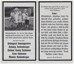 Memorial card to the memory of German children killed in an Allied bomb attack.