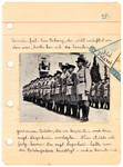 Illustrated page from the diary of Egon Weiss with a photograph of Jewish police standing at attention.