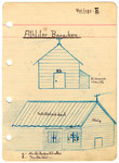 Illustrated page from the diary of Egon Weiss, showing the barracks of the Athlit internment camp, which he compiled during and immediately after his detention in the camp.