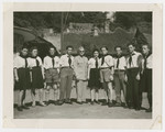 Zionist youth pose with Jewish Army chaplain, Rabbi William Dalin, in the Zeilsheim displaced persons camp.
