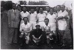 Portrait of the soccer team in the Munich displaced persons camp.