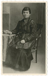 Studio portrait of the paternal grandmother of the donor, Malka Rivke Teitelbaum.