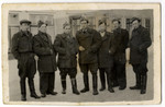 Group portrait of Jewish policemen in the Steyr displaced persons' camp.