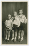 Studio portrait of thee brothers Nachman, Baileh and Baruch, cousins of Hanna Bratman.