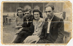 Portrait of two Jewish couples in the Deggendorf displaced persons' camp.