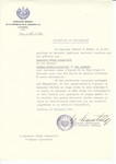 Unauthorized Salvadoran citizenship certificate made out to Natan Jonasevitz, his wife Hinde Jonasevitz and children by George Mandel-Mantello, First Secretary of the Salvadoran Consulate in Geneva and sent to them in Kaunas.